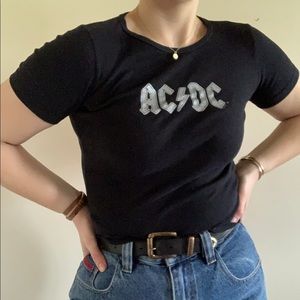 Vintage AC/DC Band Tee Black Silver Small
